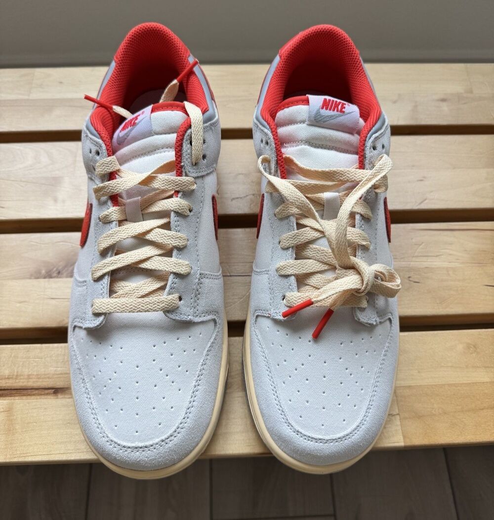 Nike Men's Dunk Low  "Athletic Department" in Sail/Picante Red - Picture 5 of 12